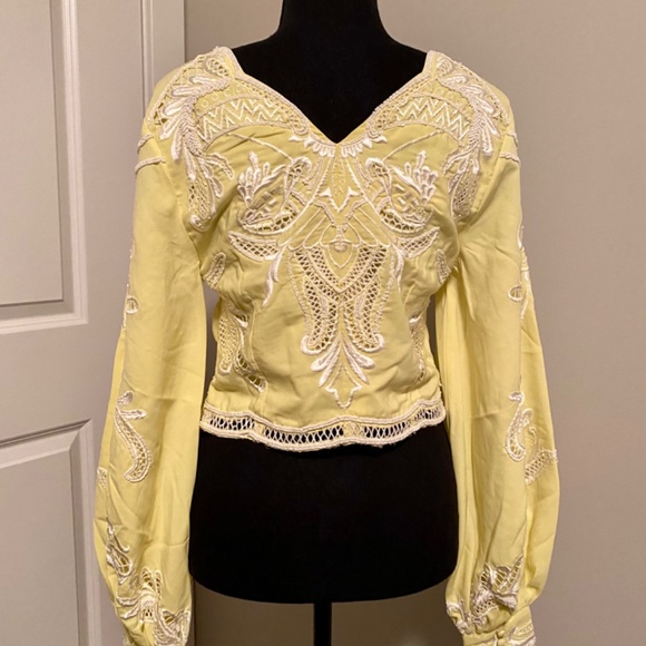 SOLD - Karen Millen - yellow laser cut beaded blouse - Picture 5 of 6